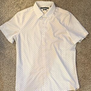 Perry Ellis White Shirt with Black Dots